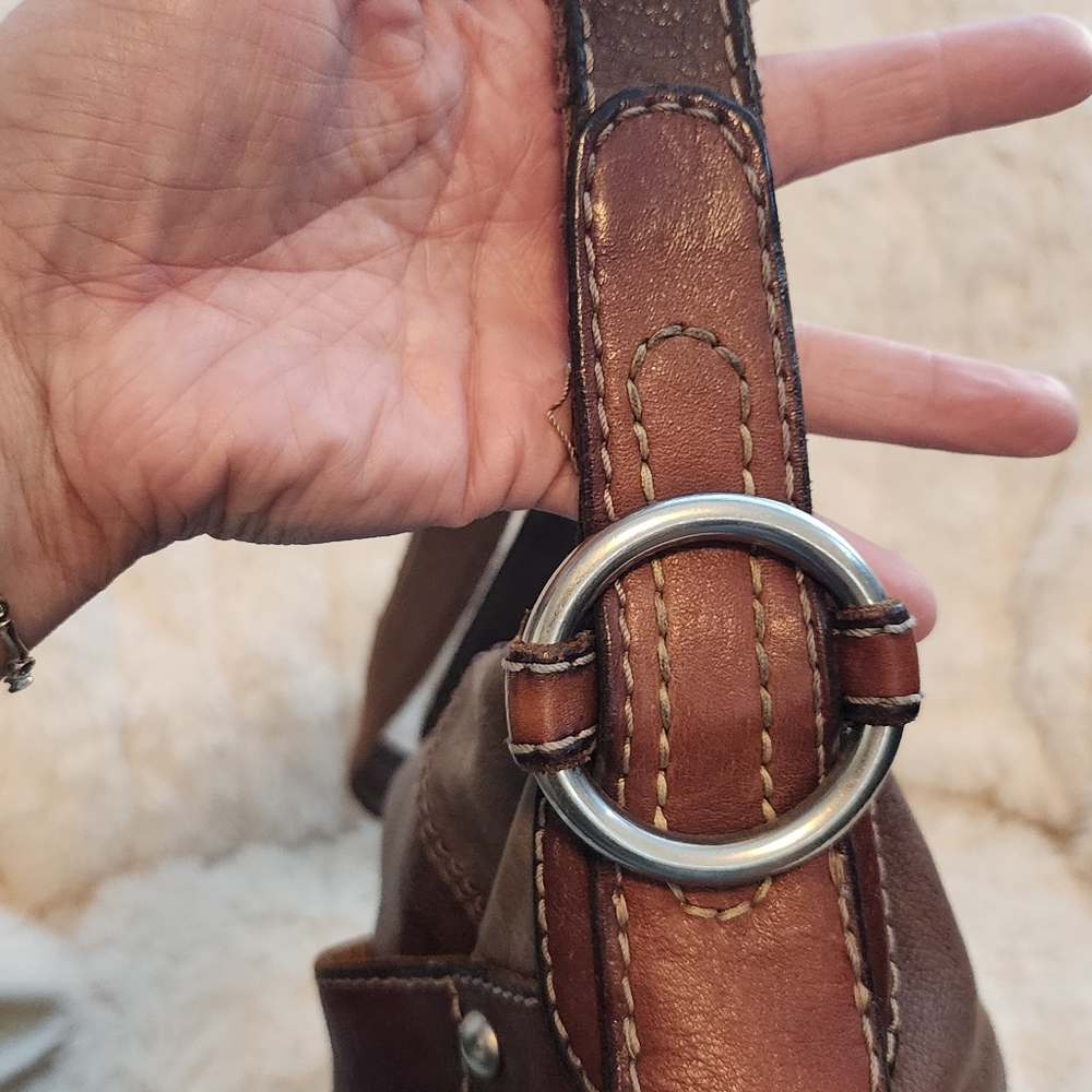 Fossil Patchwork Brown Leather Shoulder Bag - image 3